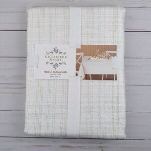 Fabric Tablecloth 60x84 Sparkle Plaid Gold Silver